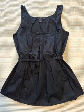 Navy Sleeveless Apron Tie-Waist Tunic Top